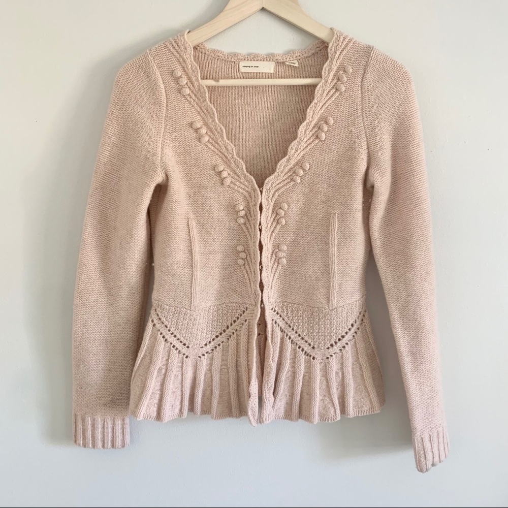 ANTHROPOLOGIE Sleeping on Snow Peplum Cardigan